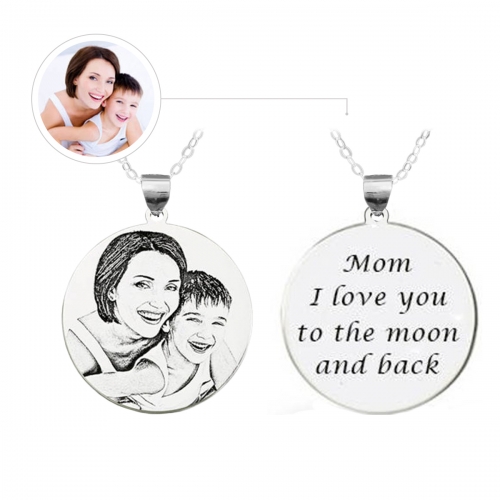 Photo Engraved Necklace Sterling Silver 925