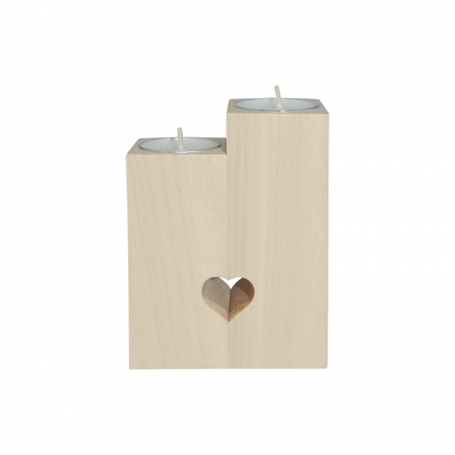 Wooden Heart Candle Holder