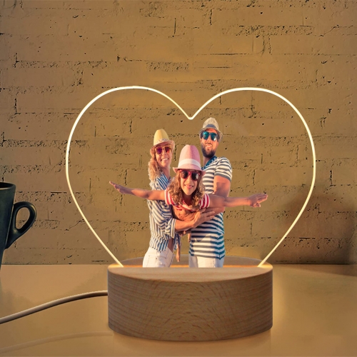 Heart-Shaped Acrylic Photo Panel with Light Base