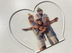 Heart-Shaped Acrylic Photo Panel with Light Base