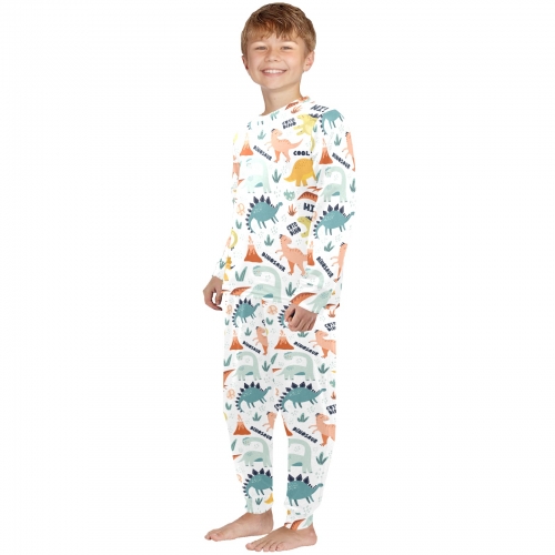 Little Boys' Crew Neck Long Pajama Set (Model Sets 18)