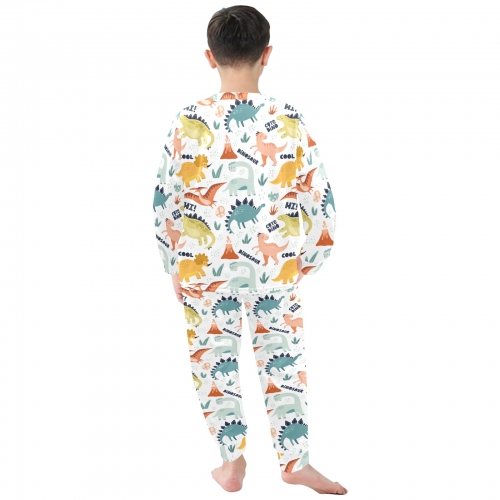 Little Boys' Crew Neck Long Pajama Set (Model Sets 18)