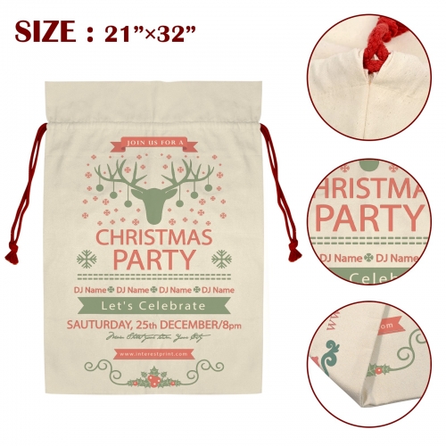 3 Pack Santa Claus Drawstring Bags (Two Sides Printing)