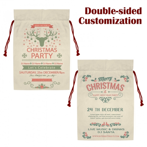 3 Pack Santa Claus Drawstring Bags (Two Sides Printing)