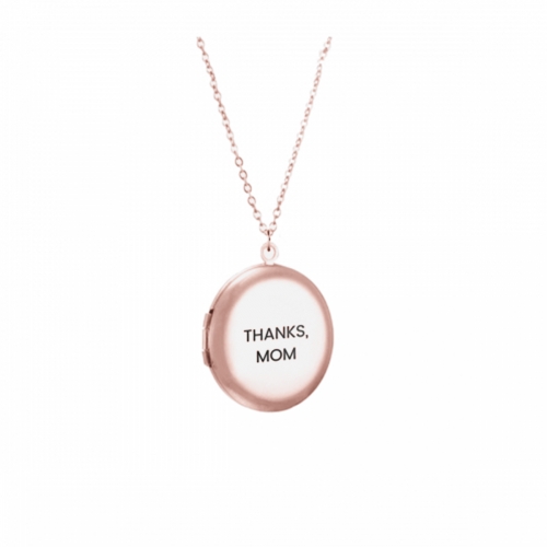 Personalized Round Photo Locket Necklace Rose Gold 