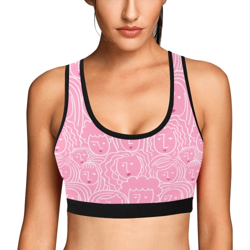 Women's All Over Print Sports Bra with Chest Pad (Model T52)