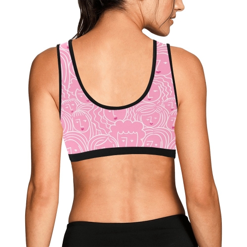 Women's All Over Print Sports Bra with Chest Pad (Model T52)