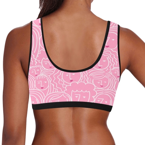 Women's All Over Print Sports Bra with Chest Pad (Model T52)