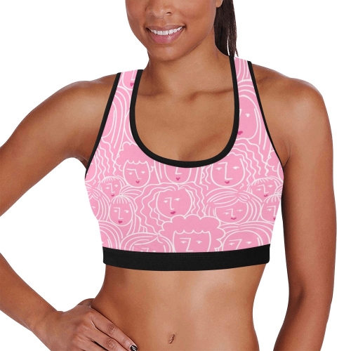 Women's All Over Print Sports Bra with Chest Pad (Model T52)