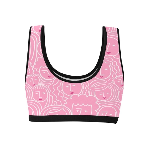 Women's All Over Print Sports Bra with Chest Pad (Model T52)